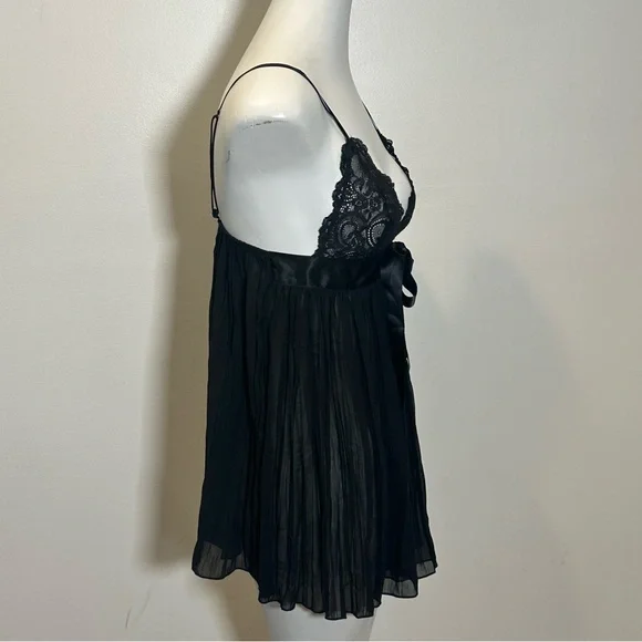 Victoria’s Secret S Black Babydoll Nightie Lace Sheer Lingerie Adjustable 2005 - Picture 7 of 10